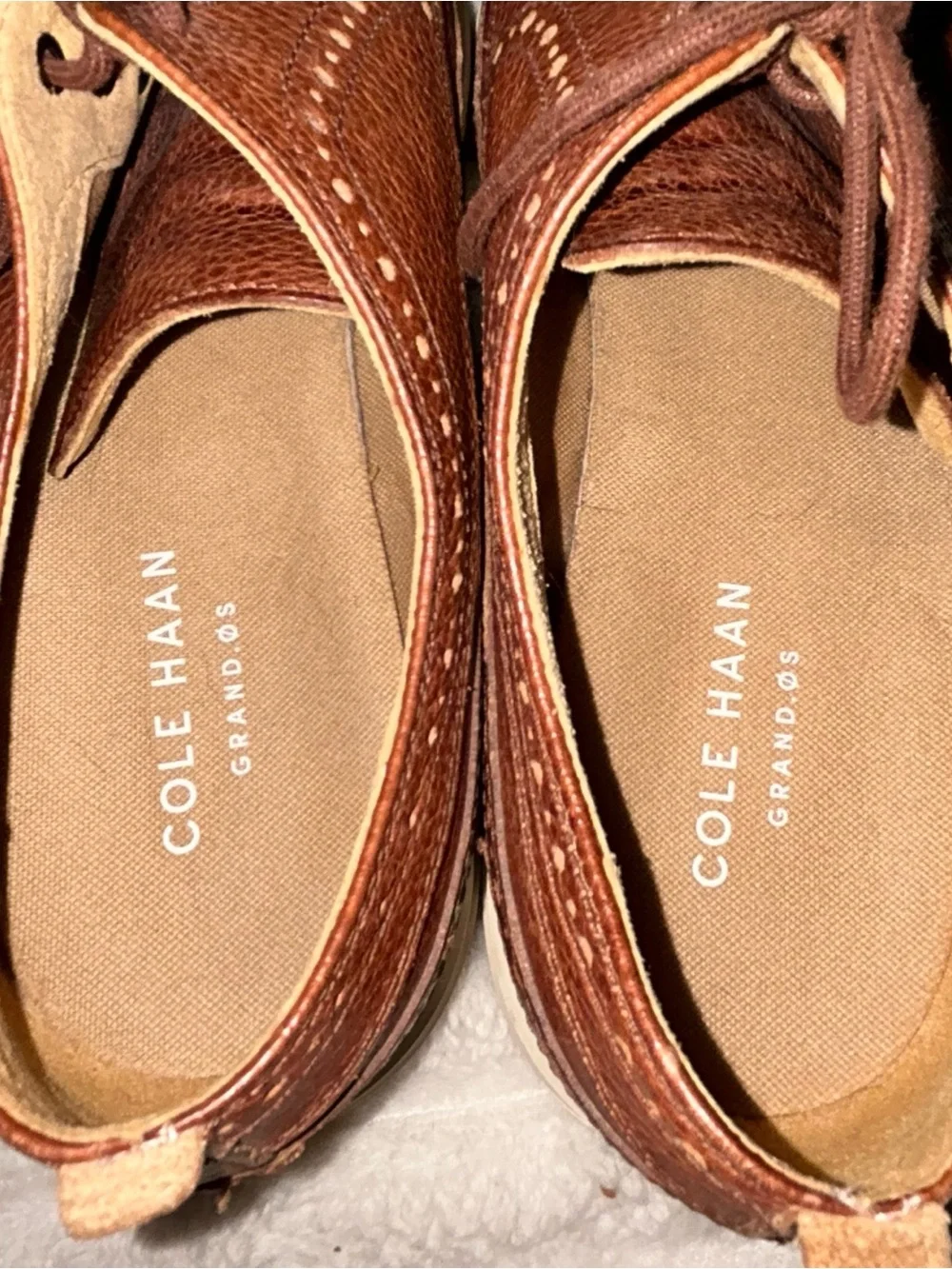 Cole Haan Brown Leather Wingtip Derbys Cream Sole